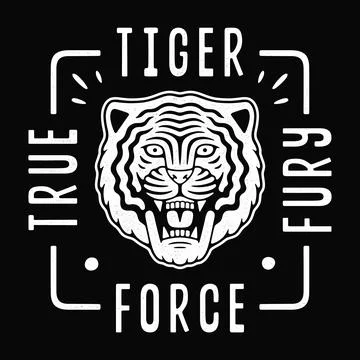 Roaring tiger poster. Tiger force illustration. Stock Illustration