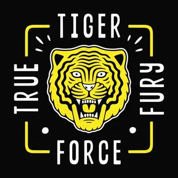 Roaring tiger poster. Tiger force illustration. Stock Illustration