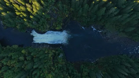 Roaring waterfall in Norway flows with force through rough landscape Video stock 320500767