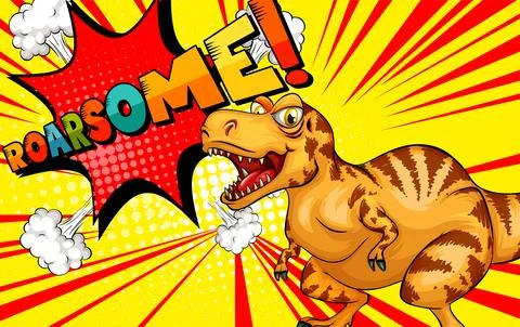 Roarsome Dinosaur Comic Illustration Stock Illustration