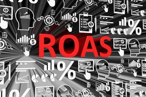 ROAS concept blurred background 3d render illustration Stock Illustration