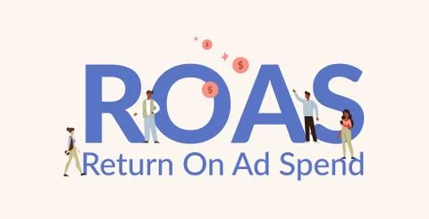 ROAS return on ad spend illustration. Investment profit and income from Stock Illustration