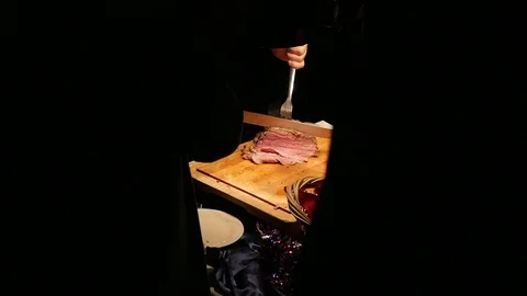 Roast Beef Carving Station 2 스톡 동영상 123450754