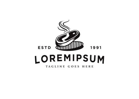 Roast Beef Dining Logo Design Inspiration. Vector Steak Barbecue on a Steak G Stock Illustration