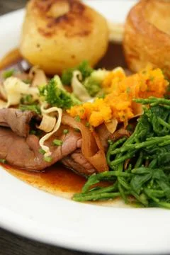 Roast beef dinner Stock Photos