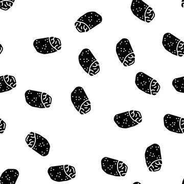 Roast beef glyph seamless pattern Stock Illustration
