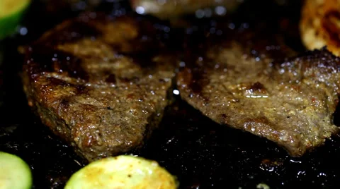 Roast beef meat with vegetables Stock Footage 36646380