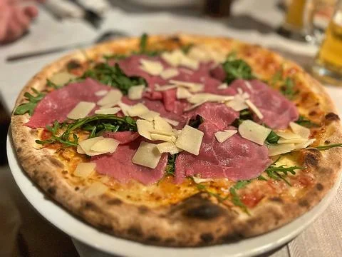 Roast beef pizza Stock Photos
