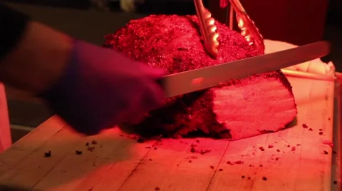 Roast Beef sliced at buffet line dinner at wedding Video stock 47576853