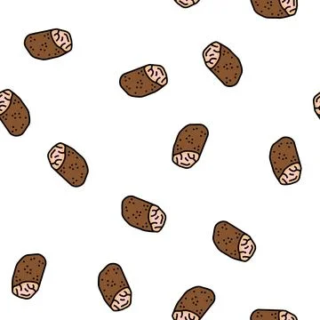 Roast beef vector seamless pattern Stock Illustration