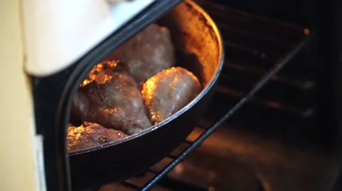 Roast chicken cooked in the oven Stock Footage 54615470
