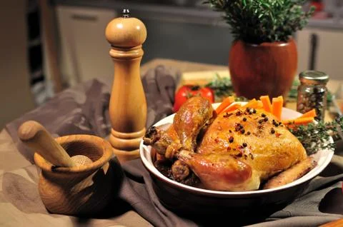 Roast chicken Stock Photos
