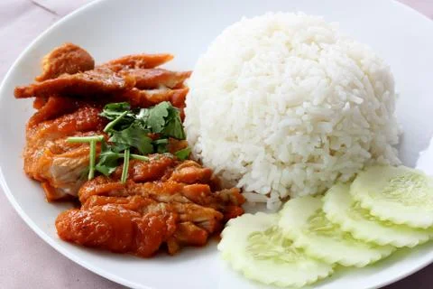Roast Chicken with rice Stock-Fotos