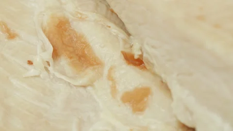 Roast chicken surface macro close up presentation slowly rotating stock foota Stock Footage 344698268