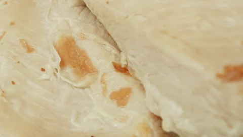 Roast chicken surface macro close up presentation slowly rotating stock foota Stock Footage 344698676
