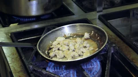 Roast chicken With vegetables  in the pan Stock Footage 12451945