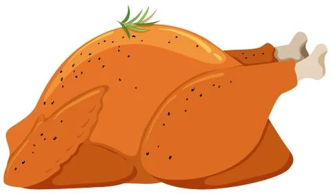 Roast chicken on white background Ilustración de archivo