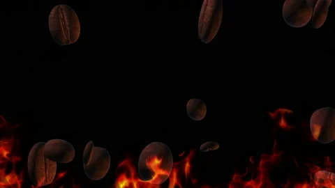 Roast coffee bean with fire particle loop animation 库存影片 160595405