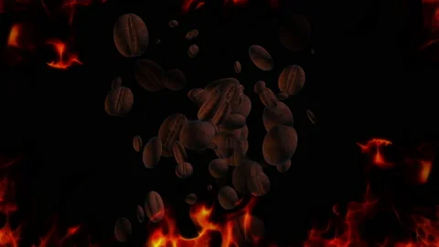 Roast coffee bean with fire particle loop animation Vidéo 160596204