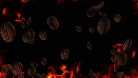 Roast coffee bean with fire particle loop animation Vidéo 160596307