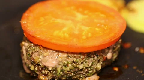 Roast cutlet in a pan Stock Footage 41754844