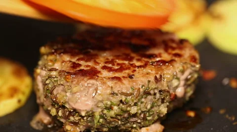 Roast cutlet in a pan Stock Footage 41754871