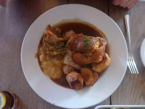 Roast dinner close up Stock Photos