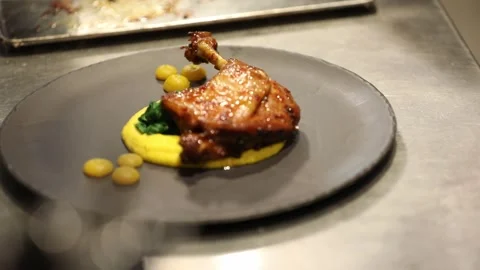 Roast duck leg 24 Video stock 314976776