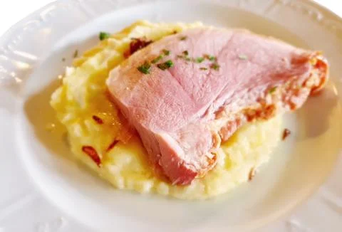 Roast ham with mashed potatoes. Foto stock