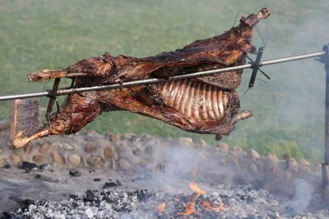 Roast Lamb on Spit Stock Photos
