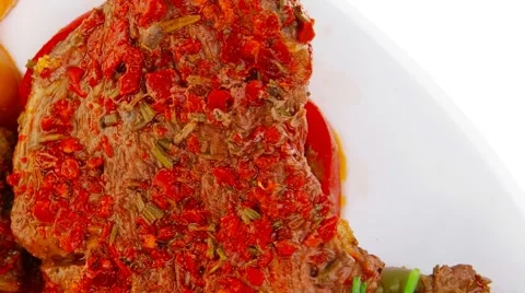 Roast meat in grid Vídeos de archivo 45601273