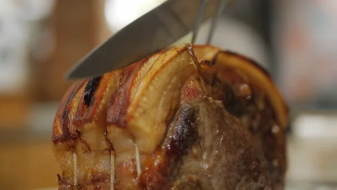 Roast Pork and crackling Stock Footage 141069153