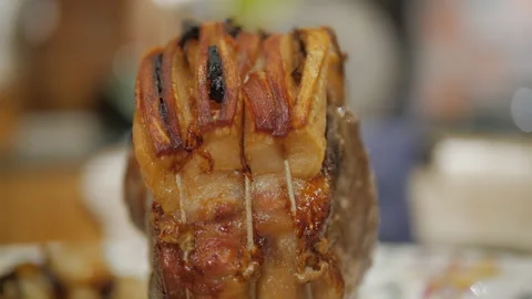Roast Pork and crackling Stock Footage 141069575