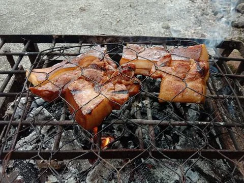 Roast pork process Stock Photos