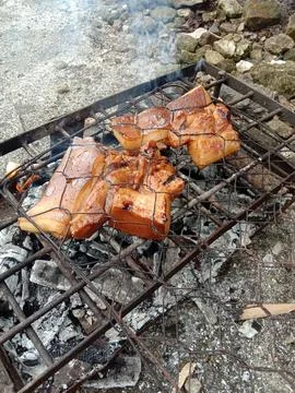 Roast pork process Stock Photos