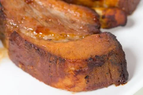 Roast pork ribs. Stock Photos