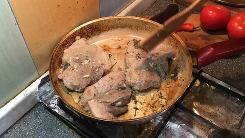 Roast pork. time laps Stock Footage 97567073