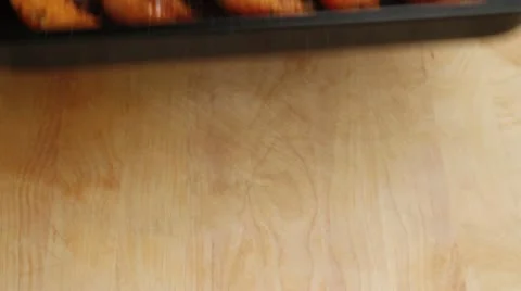 Roast pumpkin wedges on a baking tray Video stock 24667492