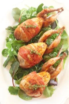 Roast Quails Stock Photos