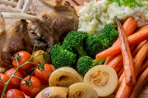 Roast rack of lamb Stock Photos