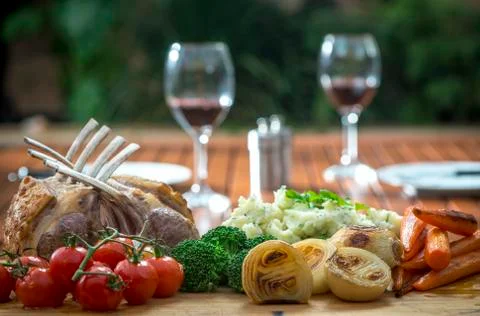 Roast rack of lamb Stock Photos