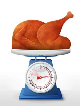 Roast turkey, chicken on scale pan Stock Illustration