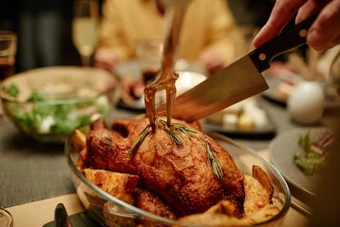 Roast turkey for holiday dinner Stock Photos