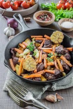 Roast with Vegetables Stock Photos