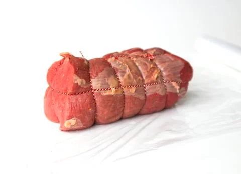 Roastbeef on plastic Stock Photos