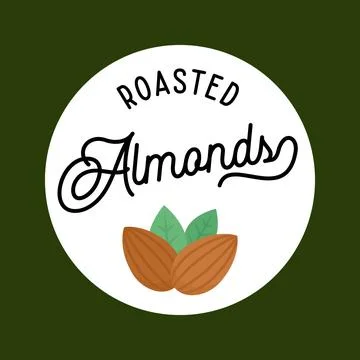 Roasted Almond Nuts Script Text Logo Stock Illustration