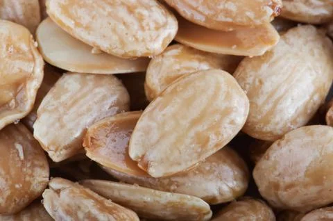 Roasted almonds with salt Stock Photos