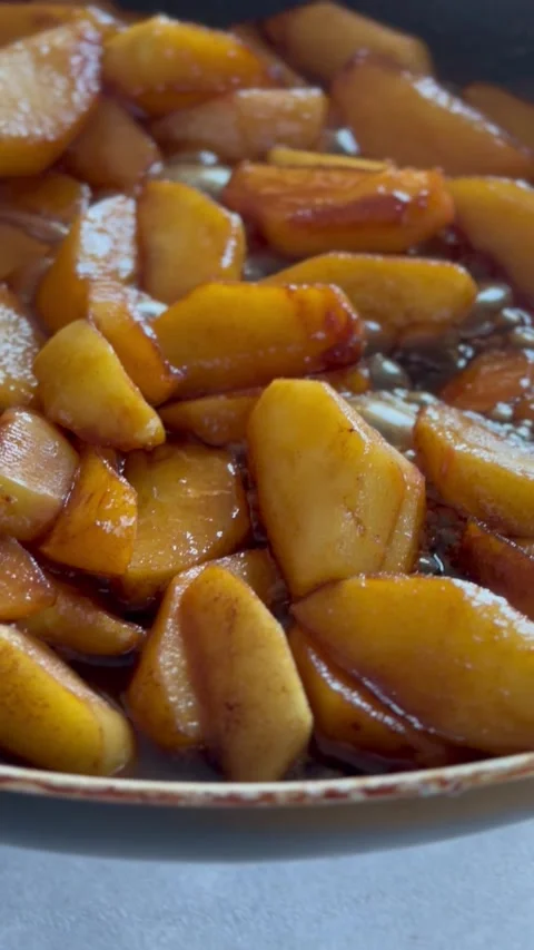 Roasted apples in pan Stock Footage 255988250