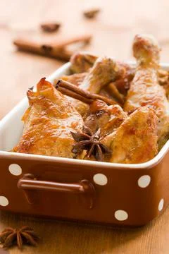 Roasted aromatic chicken Stock Photos