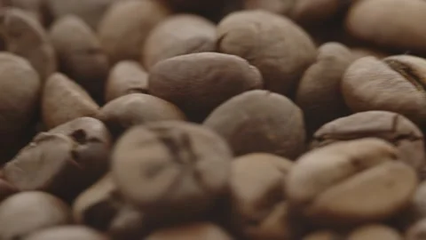 Roasted aromatic coffee beans are spinning Stock Footage 292901192